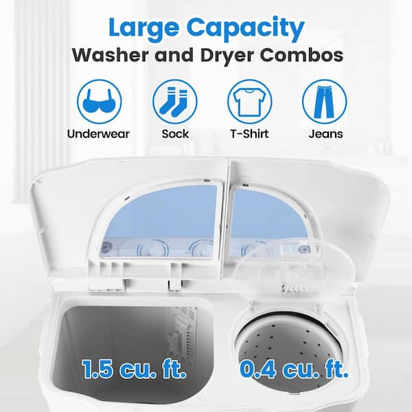 1.5 cu. ft. Top Load Twin Tub Washing Machine with Drain Pump in White