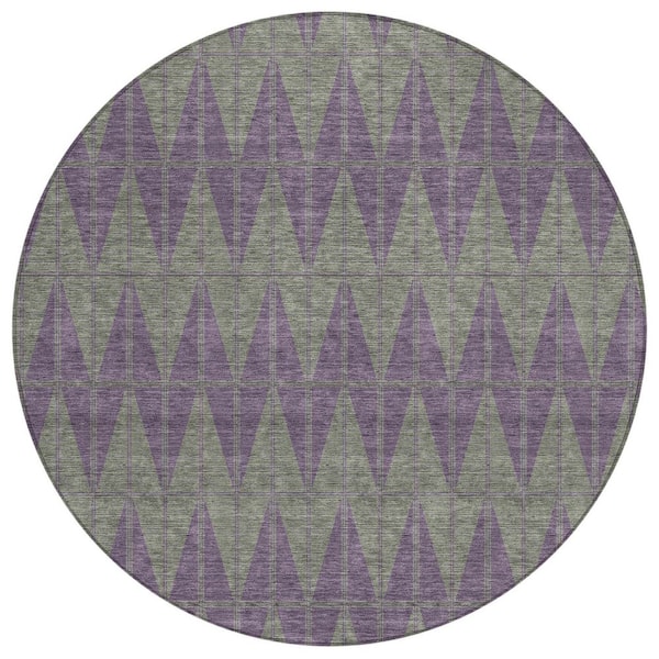 Chantille Machine Washable Indoor/Outdoor Abstract ACN2415 Plum 8 ft. x 8 ft. Round Rug