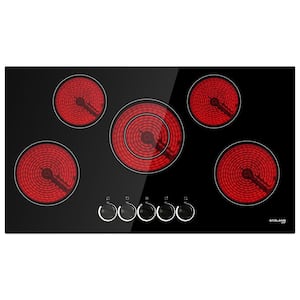 36 in. Built-In Radiant Electric Ceramic Glass Cooktop with 5 Elements and Mechanical Knob