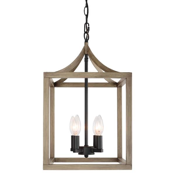 Staykiwi 4-Light Black Farmhouse Chandelier for Living Room Dining Room Bed Room with No Bulbs Included