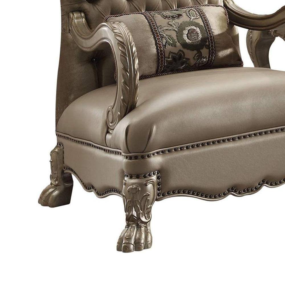 Handcrafted Gold Velvet and Wood Accent Chair