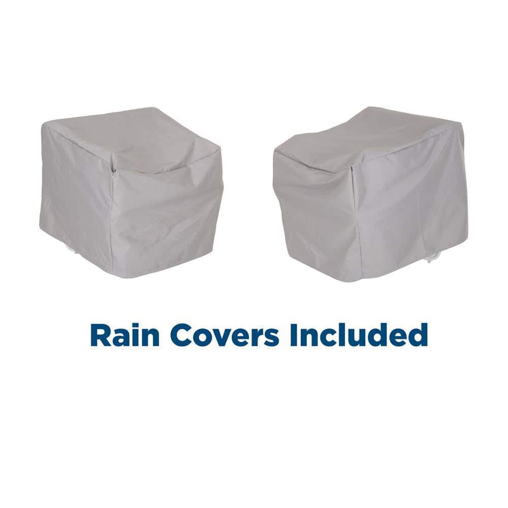 Charcoal Steel Outdoor Lounge Chairs with Cushions, 2-Pack