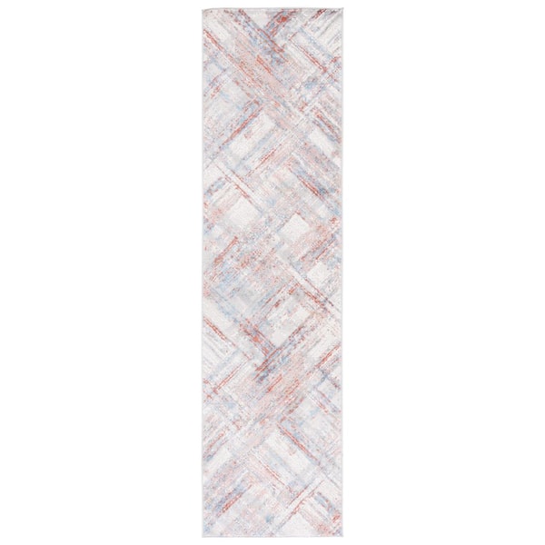 Shivan 2 ft. x 8 ft. Ivory/Rust Distressed Crosstitch Runner Rug