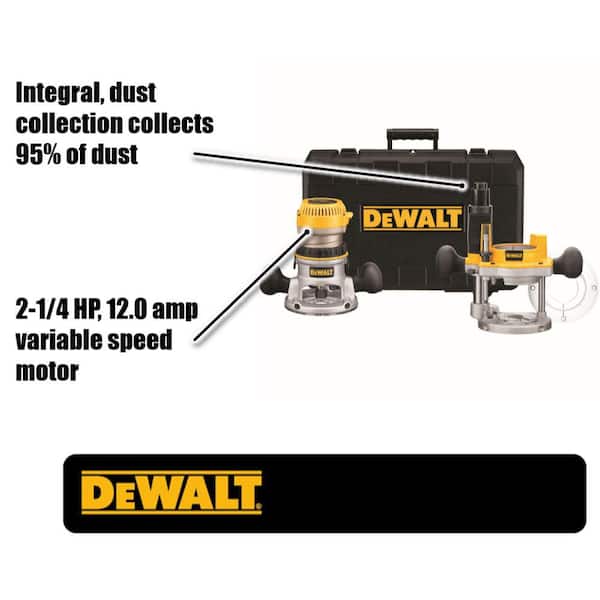 DEWALT Router, Variable Speed, Fixed Base, 2-1/4 HP (DW618K) Yellow 