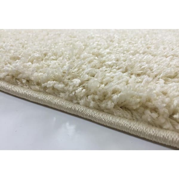 Shaggy Beige 3 ft. x 7 ft. Trellis Synthetic Rectangle Area Rug