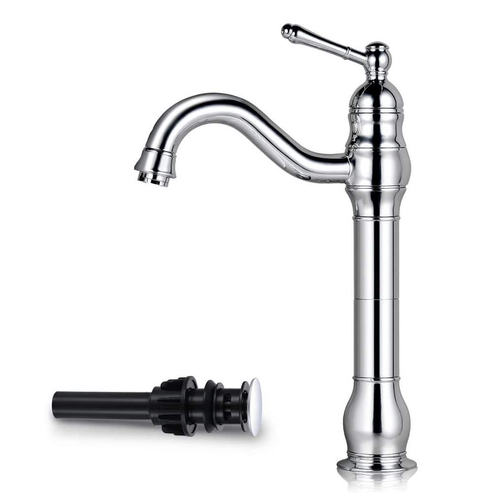 Single Hole Single-Handle Waterfall Vessel Sink Faucet with Pop-up Drain in