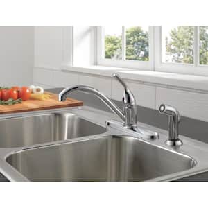 Classic Single-Handle Standard Kitchen Faucet with Side Sprayer in Chrome