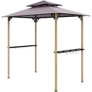 8 ft. x 5 ft. Double Tiered Barbecue Grill Gazebo Shelter with Side Shelves and Hooks