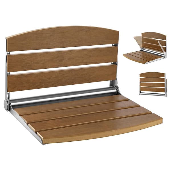 Foldable Wall-Mounted Shower Seat, 17.7 in. Folding Bench with Bathroom Corridor Chair, Supports Up to 400 lbs.