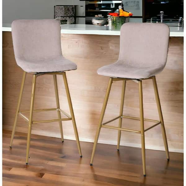 HomeRoots 28.7 in. Aqua High Back Metal Bar Chair with Fabric Seat Set of 2
