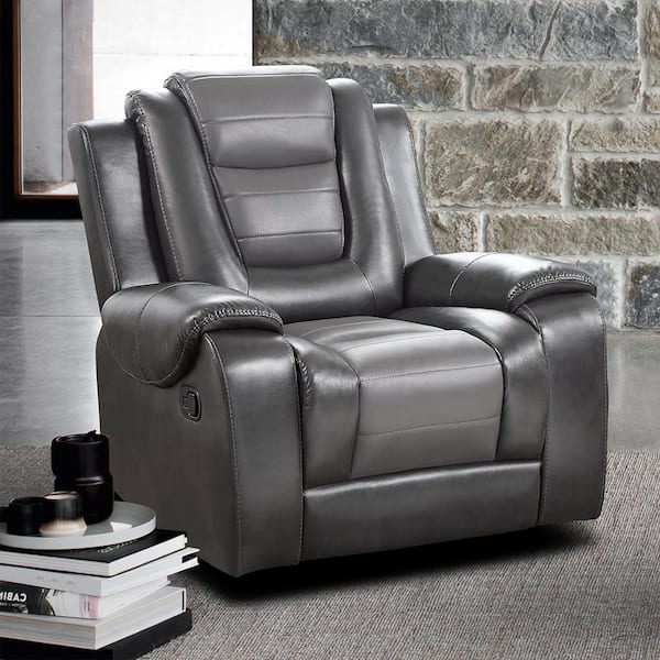 Lazzara Danio 2-tone Gray Faux Leather Glider Manual Recliner