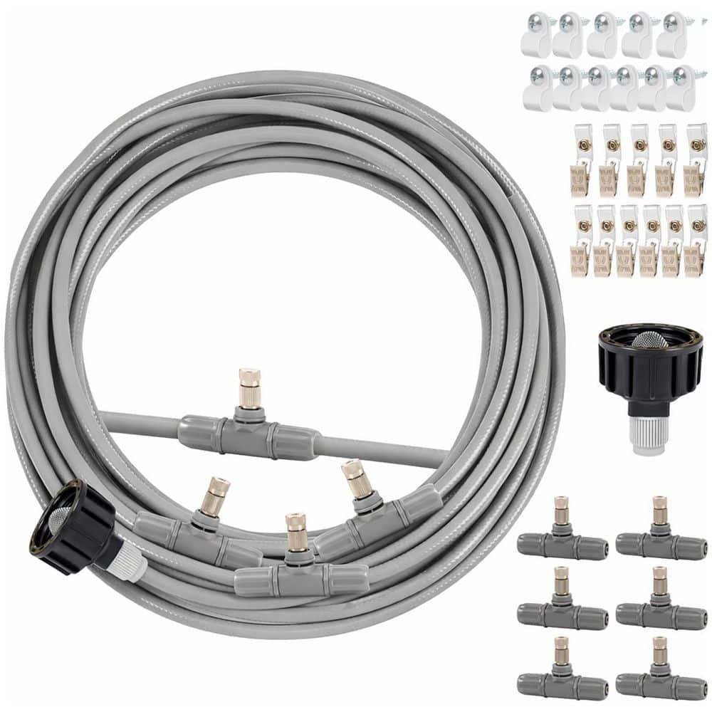 25FT Water Misting System Kit with 6 Brass Nozzles and 3/4 Inch Adapter for Patio Pool Garden Greenhouse Outdoor price history on PriceWatchPro