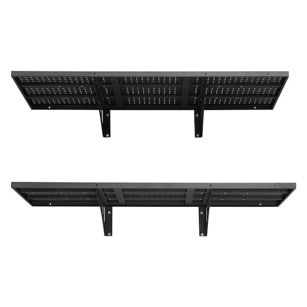 2-Tier Garage Shelf, 19.81 in. x 48 in. Black Heavy Duty, Wall Mounted Carbon Steel Garage Wall Shelf, 560 lbs. Capacity