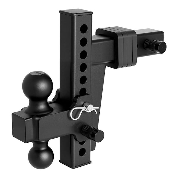Adjustable Trailer Hitch, Fit 2 in. Receiver, 18500 lbs. GTW, 8 in. Drop Design, Dual Ball for RVs and Trucks, Black
