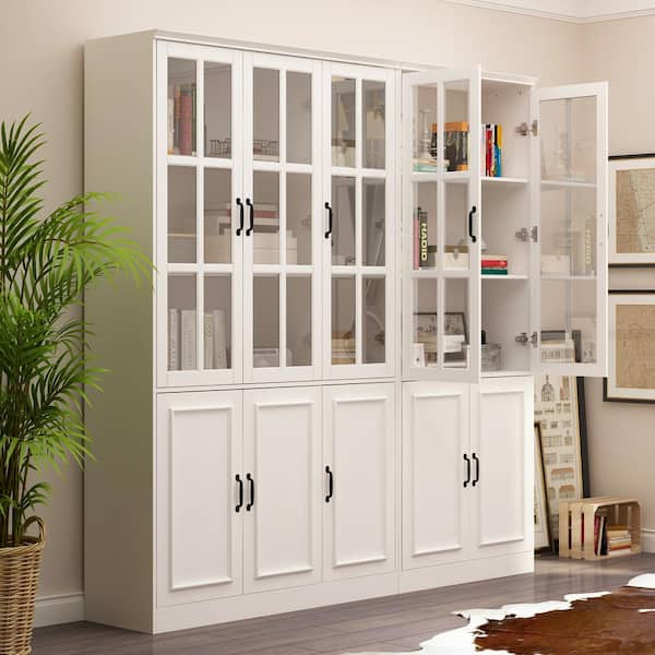 FUFU&GAGA White Wooden Accent Storage Cabinet, Bookcase, Sideboard