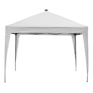 9.8 ft. x 9.8 ft. Outdoor Canopy Tent In Gray Thicker Oxford Cloth Adjustable Height with LED Lights