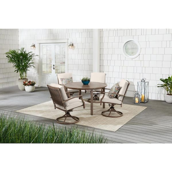 Brown Wicker Outdoor Patio Dining Set, Home Depot Outdoor Furniture Clearance
