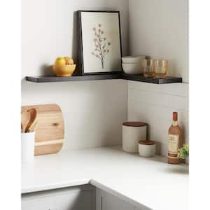 1.1 in. H x 23 in. W x 5.5 in. D Black Wood Shelves Decorative Wall Shelf