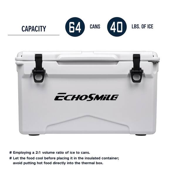 EchoSmile 40 qt. Rotomolded Cooler in White TER-LCL040WB - The