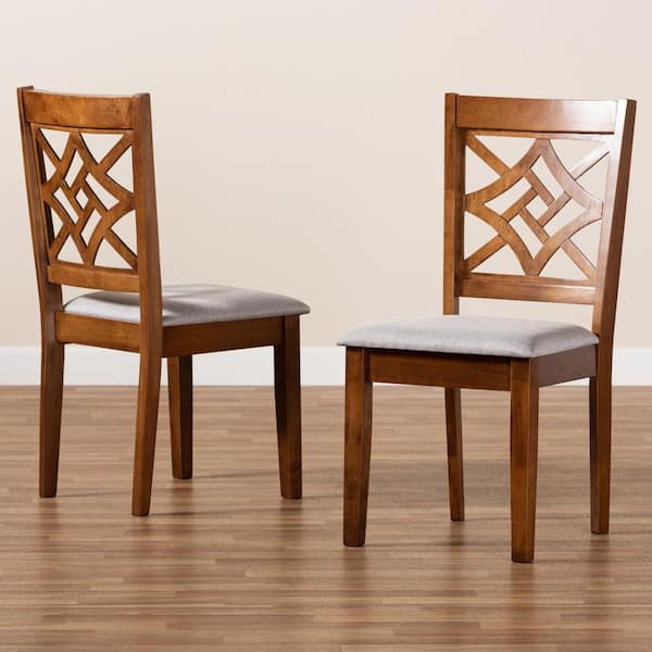 Nicolette Grey and Walnut Brown Upholstered Dining Chair (Set of 2)