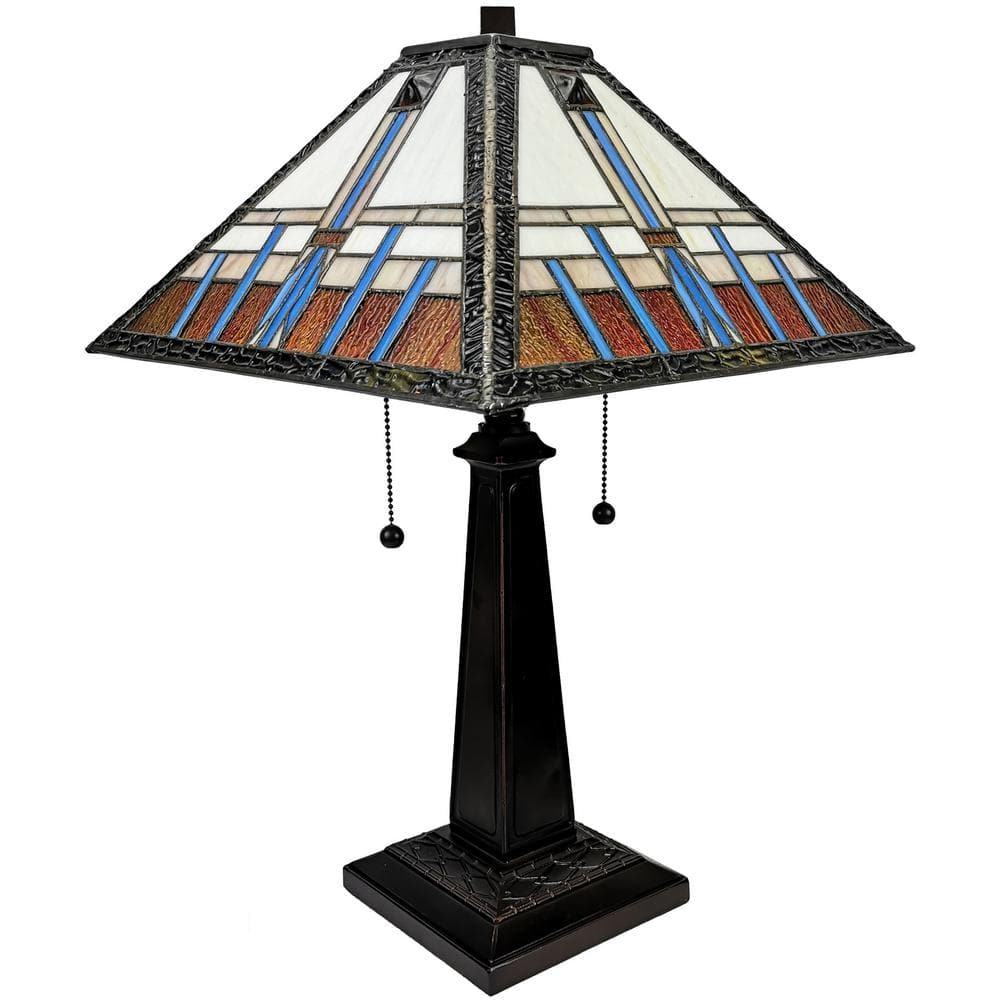 Amora 21'' Bronze Tiffany Style Stained Glass Table Lamp