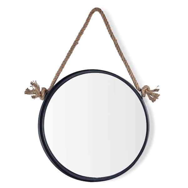 DANYA B Medium Round Black Contemporary Mirror (30 in. H x 18.75 in. W)