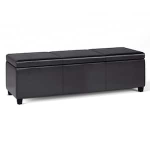 Avalon 54 in. Wide Contemporary Rectangle Extra Large Storage Ottoman Bench in Tanners Brown Vegan Faux Leather