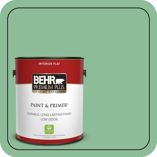 BEHR PREMIUM PLUS 1 gal. #M410-4 Garden Swing Flat Low Odor Interior Paint & Primer