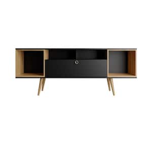 Theodore 63 in. Black and Cinnamon Composite TV Stand Fits TVs Up to 60 in. with Cable Management