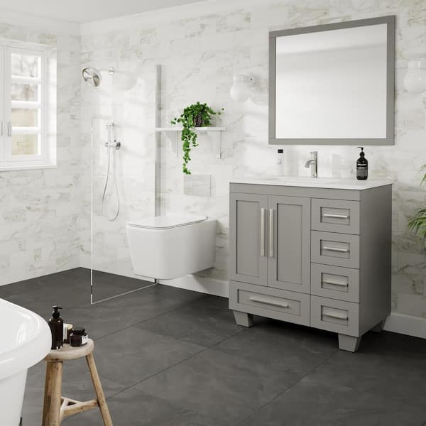 Loon 30.50 in. W x 22 in. D x 34 in. H Vanity in White with Carrera Marble Vanity Top in White with White Basin Loon 30.50 in. W x 22 in. D x 34 in. H Vanity in White with Carrera Marble Vanity Top in White with White Basin