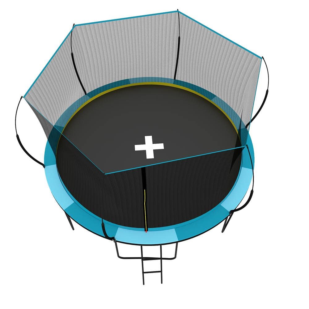 14FT Blue Outdoor Trampoline with Enclosure and Ladder