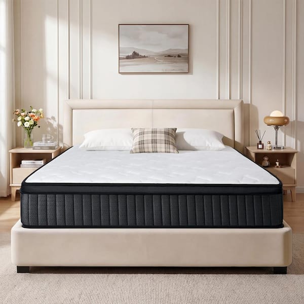 WEUP 12" Queen White Hybrid Mattress, Pocket Spring & Foam, Medium-Firm, Pressure Relief & Motion Isolation