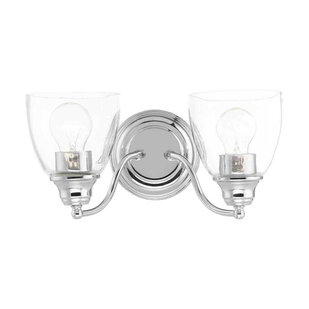 Polished Chrome Dual-Light Vanity Sconce with Hand-Blown Glass
