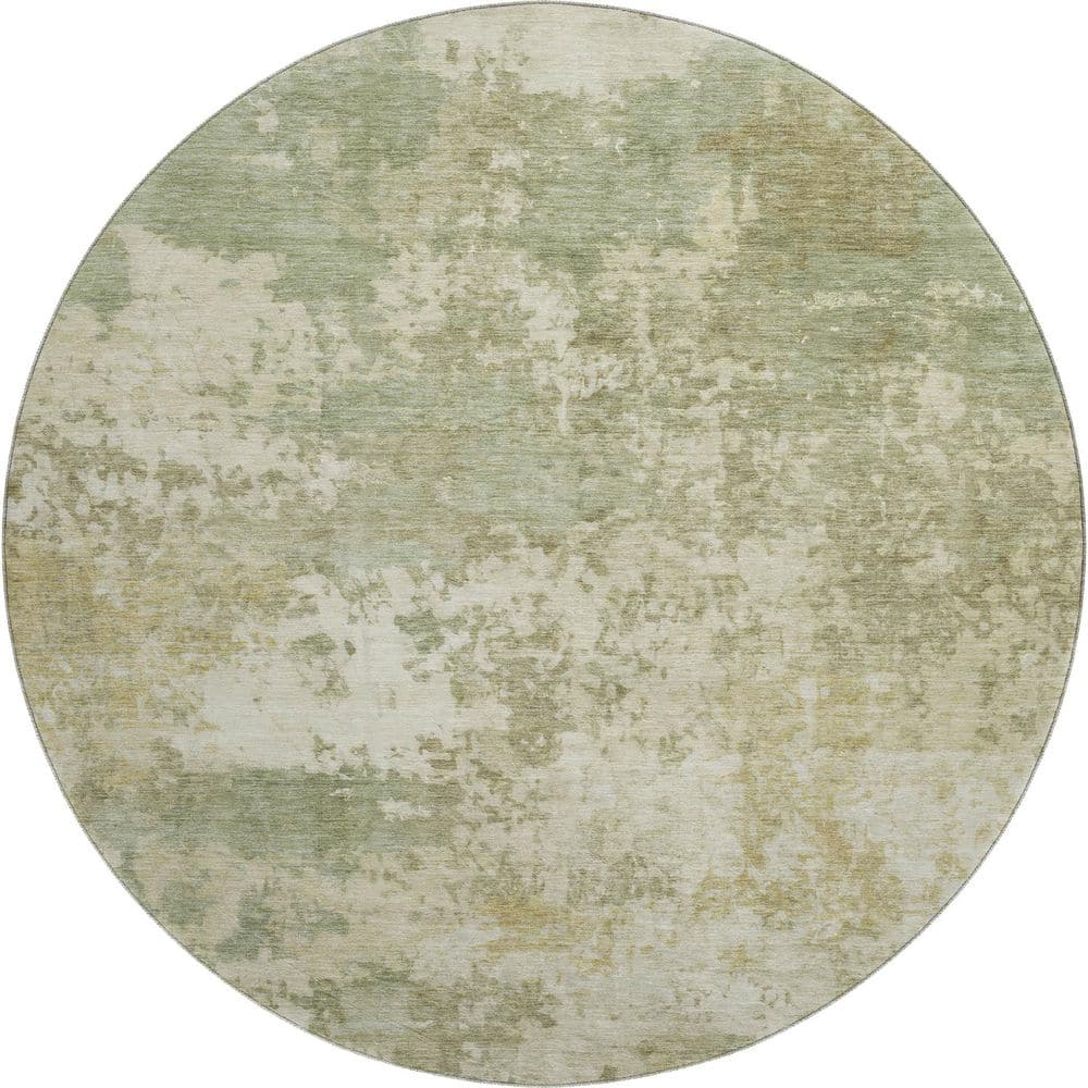 Mayfield Premium Machine Washable Abstract AMF2366 Celery 8 ft. x 8 ft. Round Rug price history on PriceWatchPro