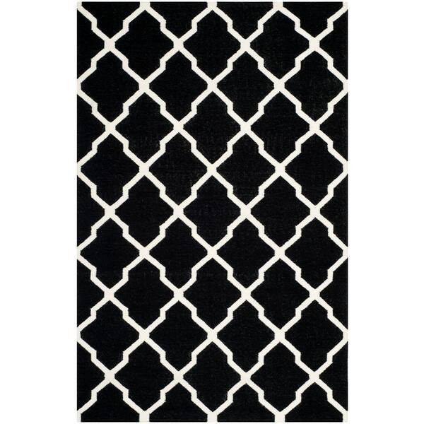 SAFAVIEH Dhurries Black/Ivory 8 ft. x 10 ft. Area Rug