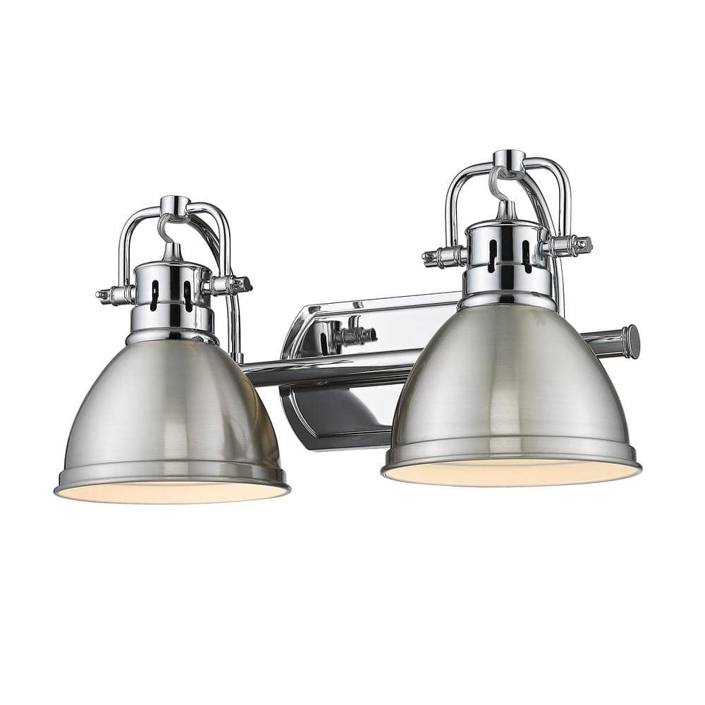 Duncan 16.5 in. 2-Light Chrome Vanity Light with Pewter Shades price history on PriceWatchPro