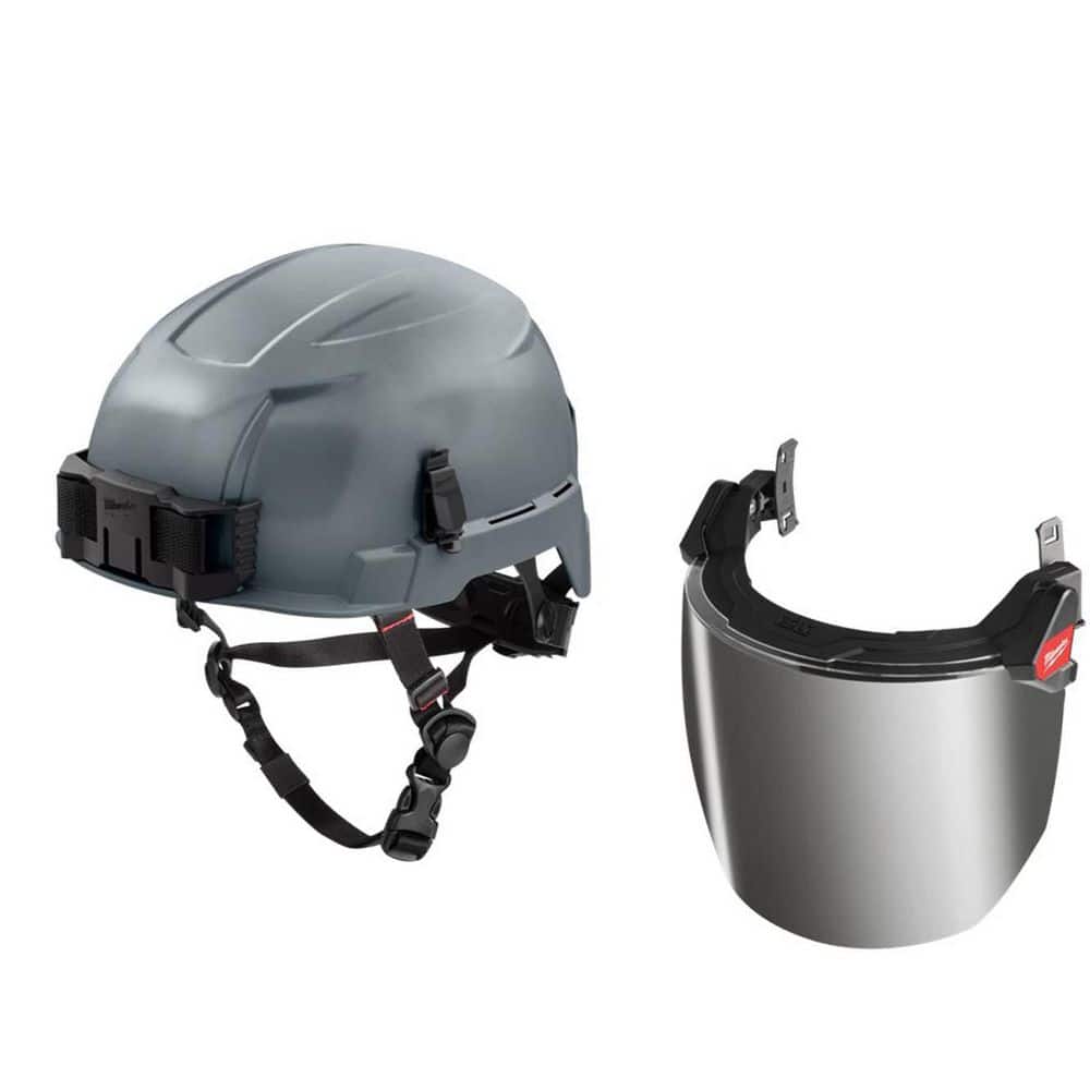 BOLT Gray Type 2 Class E Non-Vented Safety Helmet W/ BOLT Mirrored Dual Coat Lens Full Face Shield price history on PriceWatchPro