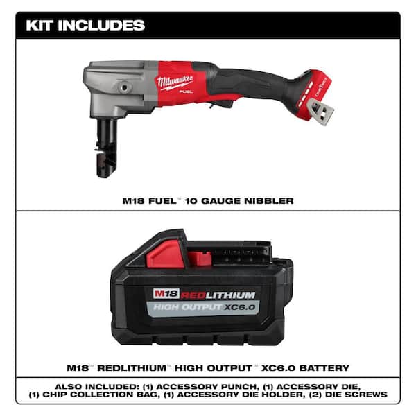 M18 FUEL 18V Lithium-Ion Brushless Cordless 10-Gauge Variable Speed Nibbler with (1) 6.0 Ah Battery