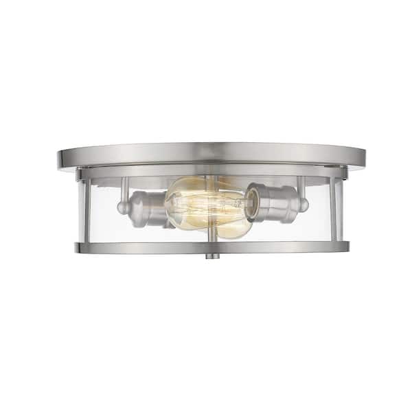 Unbranded 13.75 in. 10-Light Brushed Nickel Flush Mount with Clear Shade