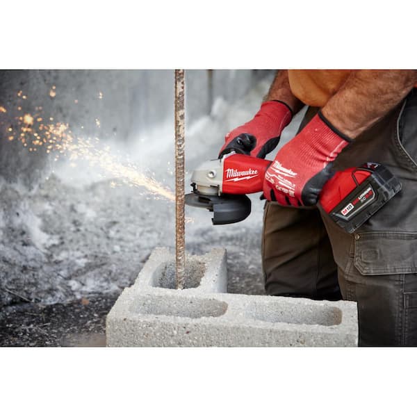 Milwaukee M18 18-Volt Lithium-Ion Brushless Cordless 4-1/2 in./5 in. Grinder with Paddle Switch with 5.0Ah Starter Kit