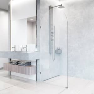 Arden 34 in. W x 78 in. H Frameless Fixed Shower Screen Door in Stainless Steel with 3/8 in. (10mm) Clear Glass