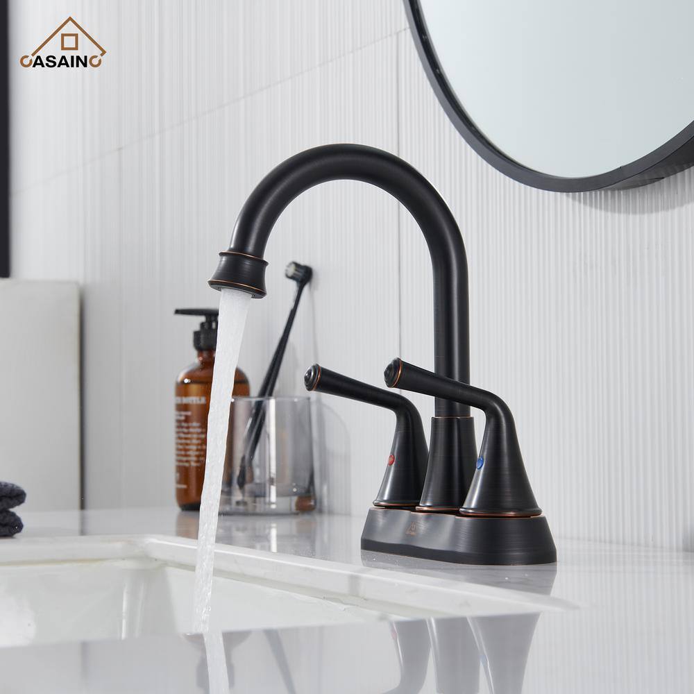 Oil Rubbed Bronze 4-Inch 2-Handle Stainless Steel Bathroom Faucet