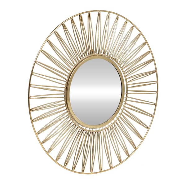 Noble House Keyser 30 in. x 30 in. Glam Rectangle Framed Gold Decorative Mirror