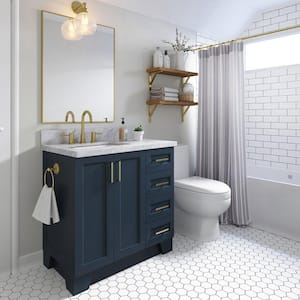 Taylor 37 in. W x 22 in. Dx 36 in. H Bath Vanity in Midnight Blue with Carrara White Marble Top