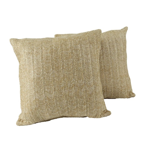 maocao hoom Outdoor Throw Pillows,Decorative Throw Pillows Inserts,Simulated Straw Weaving 18 in. x 18 in. Square Pillows (Set of 2)