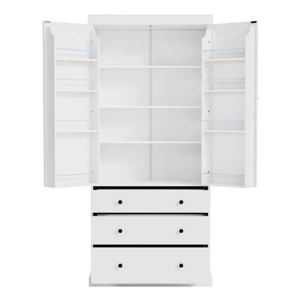 35 in. W x 17.7 in. D x 77 in. H Bathroom White Linen Cabinet
