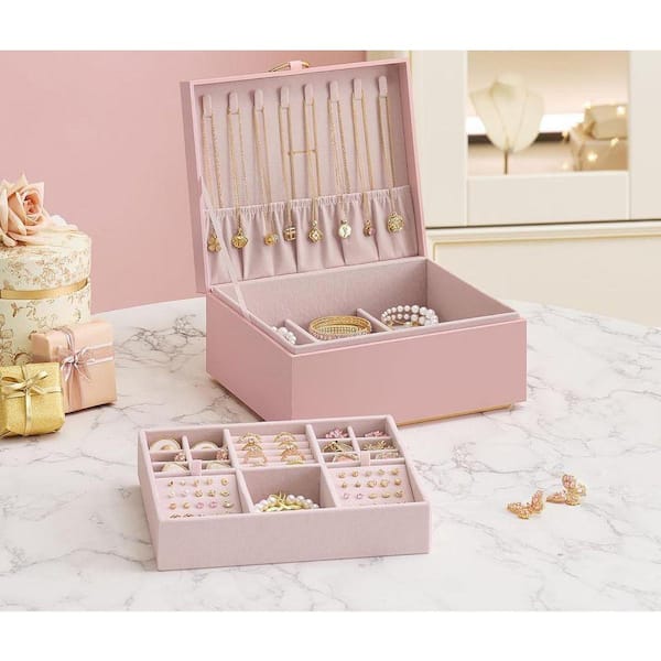 MIKIMOTO International ジュエリーボックス ピンク Elegant 2-Layer Jewelry Box with Handle, Jelly Pink UMQWY3 - The