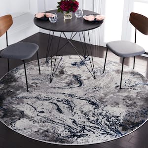 Craft Gray/Blue 7 ft. x 7 ft. Abstract Marble Round Area Rug