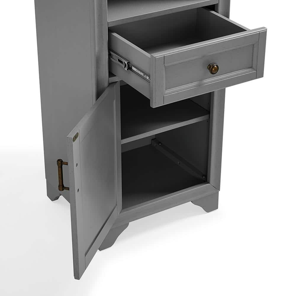 Tara Vintage Gray Tall Linen Cabinet with Adjustable Shelves
