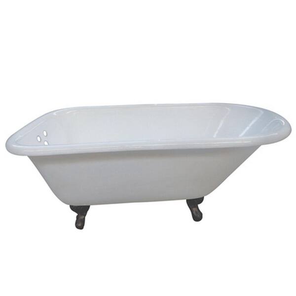 Aqua Eden 5.5 ft. Cast Iron Oil Rubbed Bronze Claw Foot Classic Roll Top Tub with 3-3/8 in. Centers in White